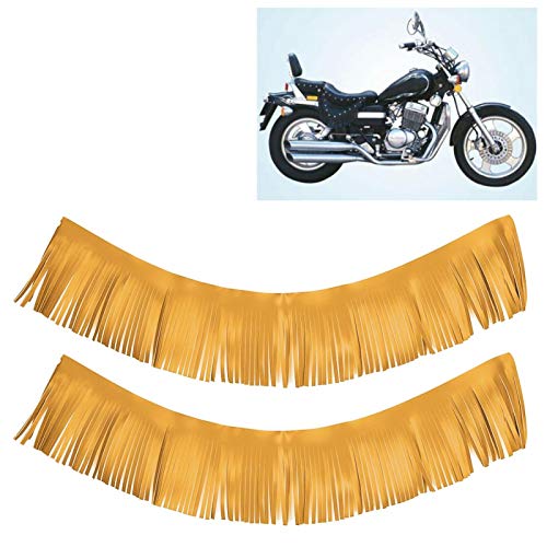 Alforja con flecos, 2 piezas de motocicleta, pedal retro, alforja artesanal, flecos de cuero artificial(Amarillo 3-2-74)
