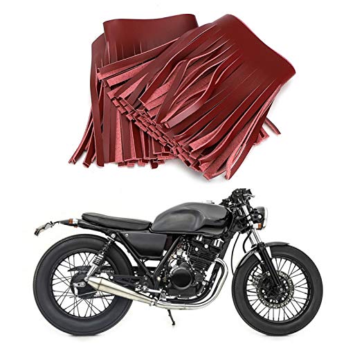 Alforja de Motocicleta con Flecos 2 uds., Alforja de Pedal Retro para Motocicleta, Flecos de Cuero Artificial Artesanal(Vino Rojo)