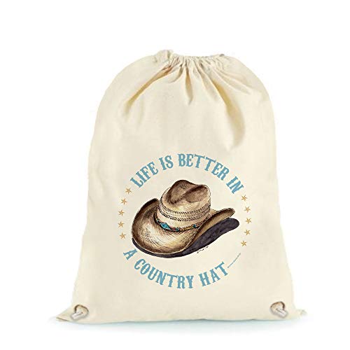 all sas Bolsa para sombrero country Life is better in a country hat! con cierre de cordón Made in Italy