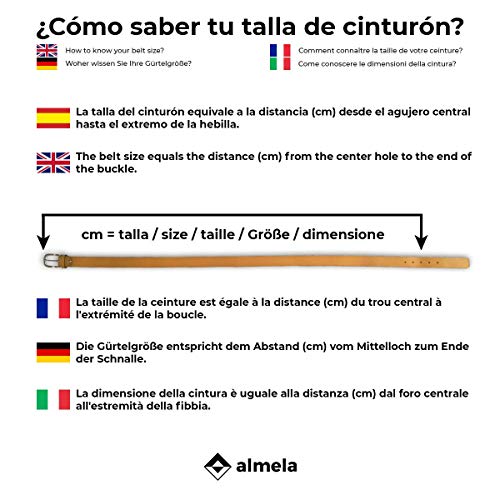 almela Cinturón cuero piel vaquetilla unisex (Marrón, 110)