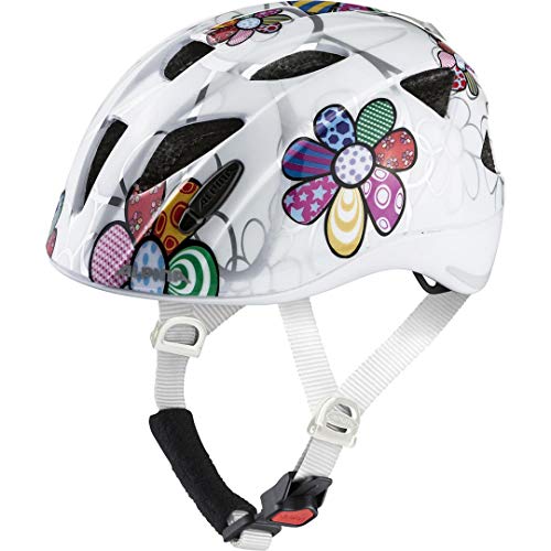 ALPINA Ximo Flash Casco de Bicicleta, Girls, White Flower, 45-49