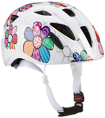 ALPINA Ximo Flash Casco de Bicicleta, Girls, White Flower, 45-49