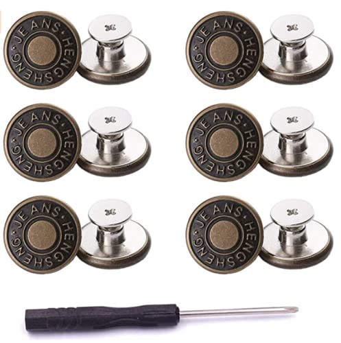 AlrSoaral 12 Piezas Botones para Vaqueros 17 mm Botones de Metal Instantáneo Vintage Boton Jeans Pin, Botones Desmontables Sin Costuras de Repuesto
