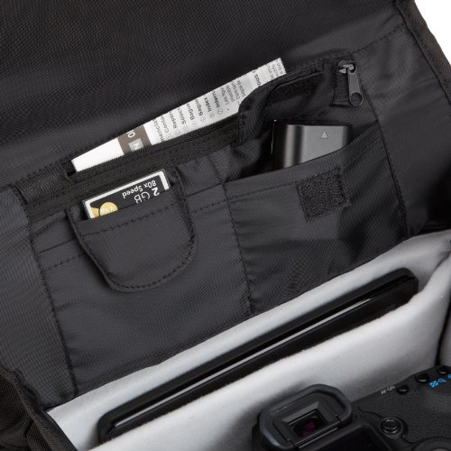 Amazon Basics - Bolsa para cámaras DSLR y accesorios (tamaño mediano, interior de color gris), color negro