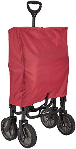 Amazon Basics - Carreta plegable para jardín y aire libre con bolsa de cubierta, rojo