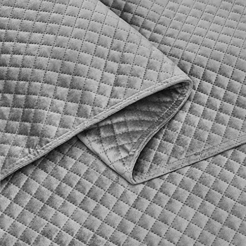 Amazon Basics - Funda de Minky acolchada para mantas con peso, 150 cm x 200 cm (doble), gris oscuro