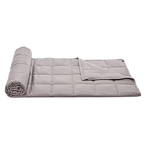 Amazon Basics - Manta de algodón con peso, para todas las estaciones, 5,4 kg, 120 cm x 180 cm (individual), gris oscuro