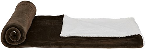 Amazon Basics – Manta de tela sherpa y microvisón, 130 x 170 cm, Chocolate