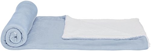 Amazon Basics – Manta de tela sherpa y microvisón, 220 x 240 cm, Azul grisáceo