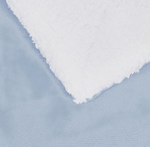 Amazon Basics – Manta de tela sherpa y microvisón, 220 x 240 cm, Azul grisáceo