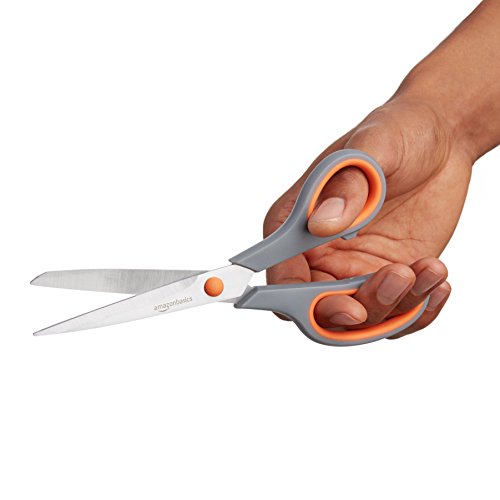 Amazon Basics - Tijeras con mango suave y cuchilla de titanio (20 cm, pack de 3)