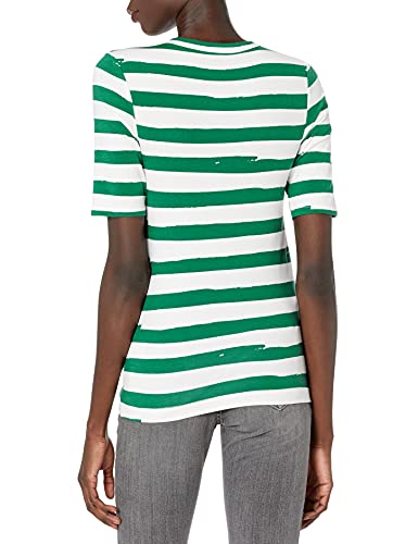 Amazon Essentials 2-Pack Slim Fit Half Sleeve Crewneck Graphic T-Shirt Camiseta, Paquete de 2 Rayas Verdes-L'Amour/Rosa Claro, L