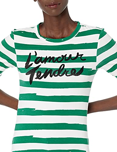 Amazon Essentials 2-Pack Slim Fit Half Sleeve Crewneck Graphic T-Shirt Camiseta, Paquete de 2 Rayas Verdes-L'Amour/Rosa Claro, L