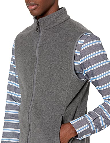 Amazon Essentials - Chaleco polar con cremallera completa para hombre, Gris (Charcoal Heather), Medium