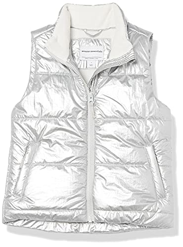 Amazon Essentials Heavy-Weight Puffer Vest Chaqueta, Plata Metálica, 6-7 años
