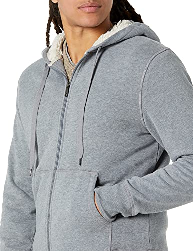 Amazon Essentials Sherpa Lined Full-Zip Hooded Fleece Sweatshirt Novelty-Hoodies, Gris Claro, US (EU XL-XXL)