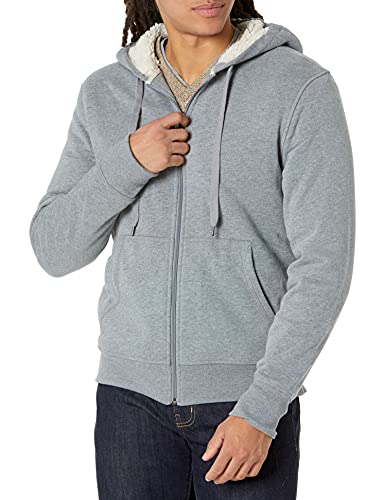 Amazon Essentials Sherpa Lined Full-Zip Hooded Fleece Sweatshirt Novelty-Hoodies, Gris Claro, US (EU XL-XXL)