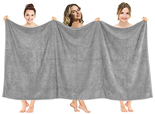 American Soft Linen - Toalla de baño extragrande de 101,5 x 203 cm, lujosa toalla de algodón turco hilado de primera calidad de 650 g/m² de máxima suavidad y absorción - Gris Rockridge