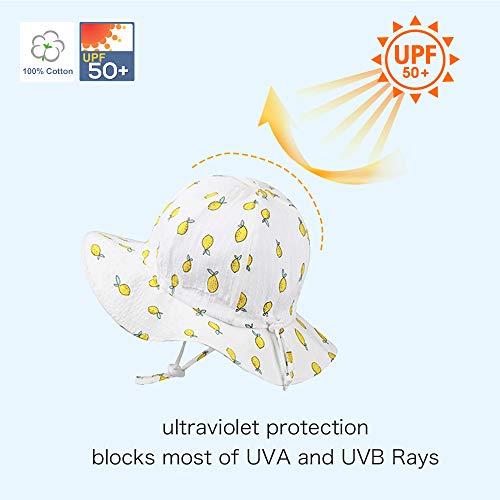 Ami & Li tots Unisex Niño Ajustable Brim Wide Sun Protection UPF 50 Baby Girl Boy Sunhat Infant Kids Toddler Sun Hat-M:Yellow Lemon