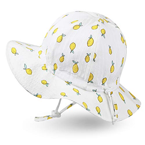 Ami & Li tots Unisex Niño Ajustable Brim Wide Sun Protection UPF 50 Baby Girl Boy Sunhat Infant Kids Toddler Sun Hat-M:Yellow Lemon