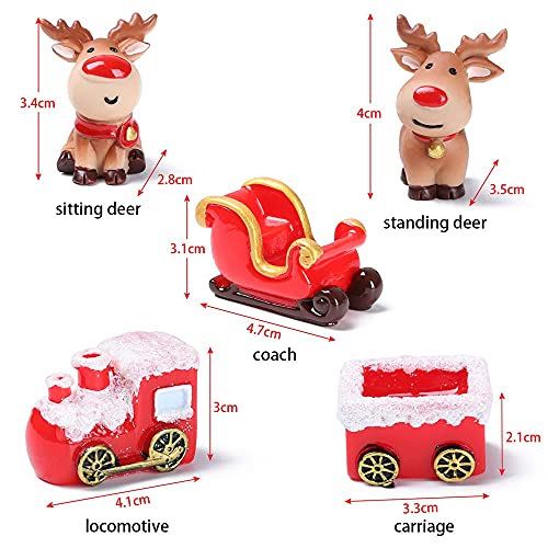 AMICER Mini casa de muñecas de jardín de hadas Bonsai decoración del hogar ornamento de Navidad ciervos figuras miniatura carro (carruaje)