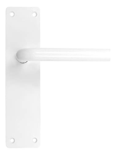 Amig - Juego de Manillas de Aluminio en Color Blanco con Placa Cuadrada y Asa Curva para Puertas de Paso y Entrada de Interior y Exterior - 222 x 55 mm | Manija con Manivela Decorativa y Moderna