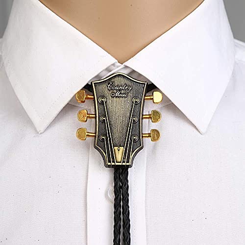 AMINIY Cabeza de Guitarra bolo Corbata Collar de Boda Cuerda de Cuero Vaquero Occidental Corbata (Color : Copper)