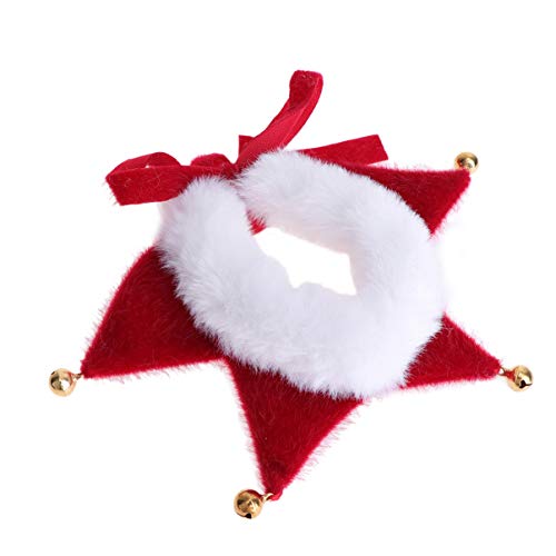 Amosfun - Collar de Perro de Navidad Ajustable con Decoraciones de Campanilla de Navidad, Accesorios de Disfraz de Lutin de Navidad para pequeño Perro, Gato, Cachorro, Gatito, Talla S (Color Puro)