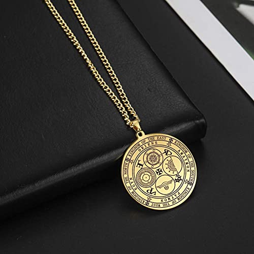 AMOZ Arcángeles Sigil Amuleto Collar Acero Inoxidable el Sigilo de Michael/Gabriel/Rafael/Camael/Zadkiel/Anael/Cassiel Medalla Colgante Joyas Negro,Oro