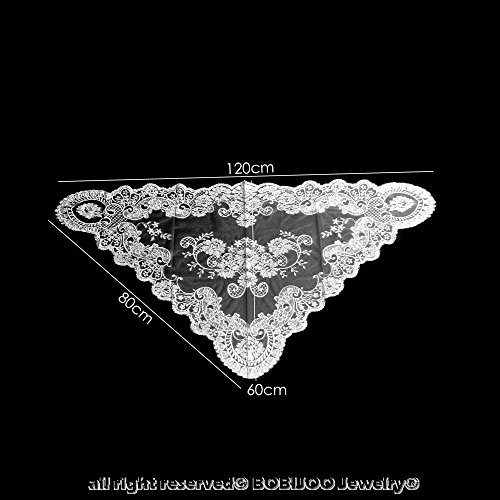 ANGELYK corsets habillés - Mantilla, Robó Triángulo Real de Encaje de Raso Blanco de 60 x 80 x 120cm Católica
