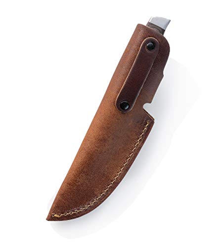 Angus Stoke Funda para cuchillos de piel de alta calidad para caza, ocio y cocina – Funda para cinturón extra gruesa de piel y seguridad – Funda John (marrón)