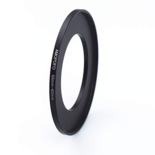 Anillo adaptador de filtro de metal de 55 mm a 82 mm, anillo adaptador de filtro Step Up de 55 mm a 82 mm, para objetivo de cámara con rosca de filtro de 55 mm a anillo de filtro de 82 mm.