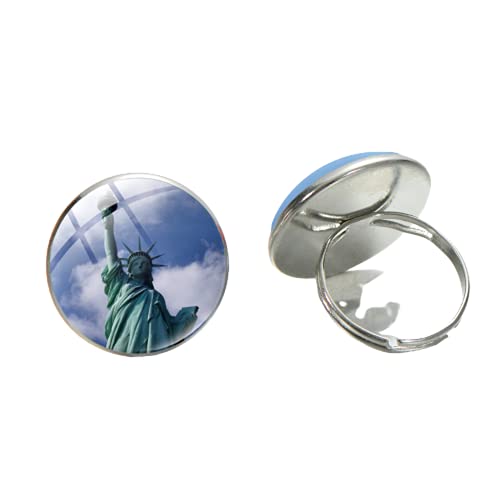 Anillo creativo de la Estatua de la Libertad de Nueva York Monumento Art Picture Glass Dome Open Ring American Jewelry Travel Souvenir