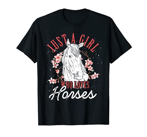 Animal Flores Chica Jinete Amante De Montar A Caballo Camiseta