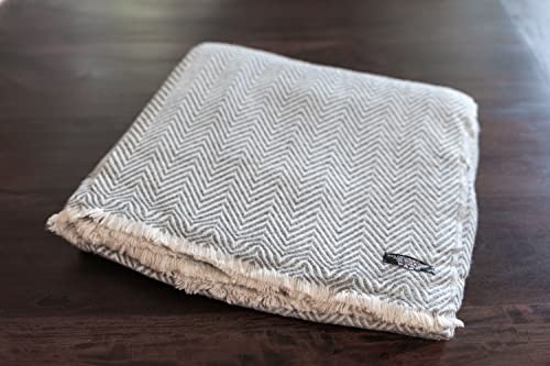 Annapurna Cashmere Lujosa manta de cachemira de 100% lana de cachemira, 125 cm x 250 cm, tejida a mano en Nepal, ideal como manta para sofá y cama (espiga gris)