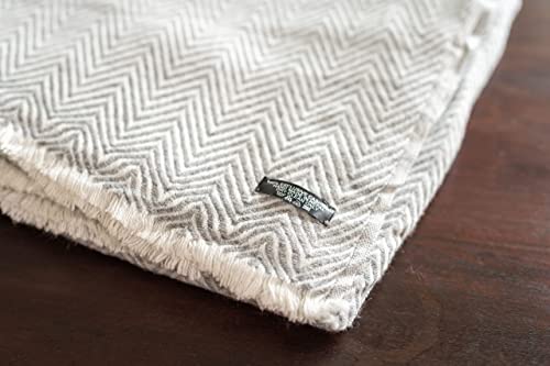 Annapurna Cashmere Lujosa manta de cachemira de 100% lana de cachemira, 125 cm x 250 cm, tejida a mano en Nepal, ideal como manta para sofá y cama (espiga gris)