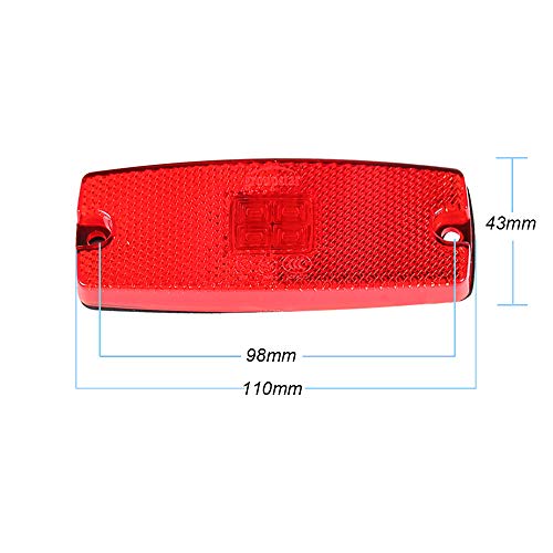 AOHEWEI 2 x Rojo Luces de Marcador Lateral del Remolques LED Lámpara de Posición Trasera del Camión Indicadoras con Reflector Delanteras Señal para Caravana Camión 10~30V ECE Aprobado (rojo)