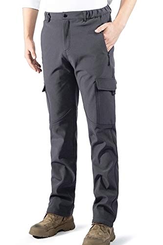 aoli ray Hombre Impermeables Lana Forrado Pantalones Trekking Escalada Senderismo Softshell Pantalones Gris Tamaño:L