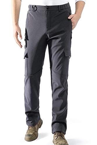 aoli ray Hombre Impermeables Lana Forrado Pantalones Trekking Escalada Senderismo Softshell Pantalones Gris Tamaño:L