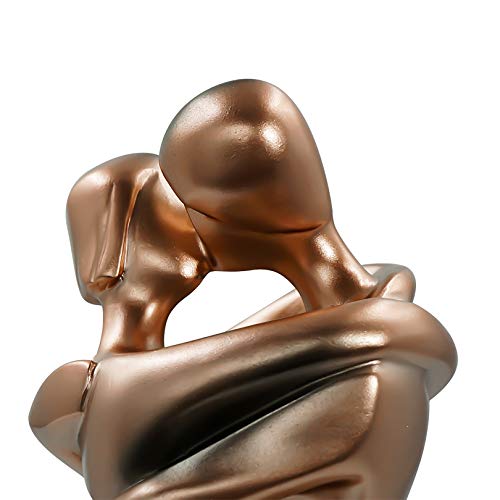 Aoneky Estatua de Pareja - Figura Decorativa de Pareja de Beso, Material de Resina, Estilo Romántico Moderno, Color Bronce, Figura Decoración para Casa Hogar