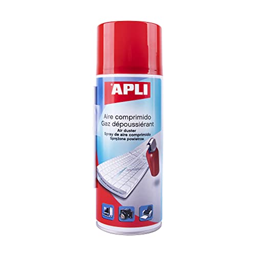 APLI 11307 - Aire comprimido para la limpieza en seco 400 ml. Ideal para teclados, ordenadores y dispositivos electrónicos