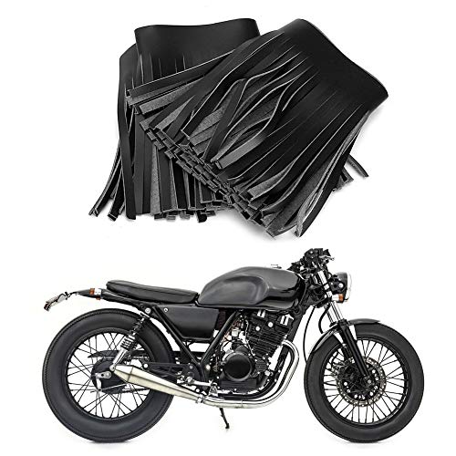 aqxreight Alforja con Flecos, 2 Piezas de Motocicleta, Pedal Retro, alforja Artesanal, Flecos de Cuero Artificial(Negro)