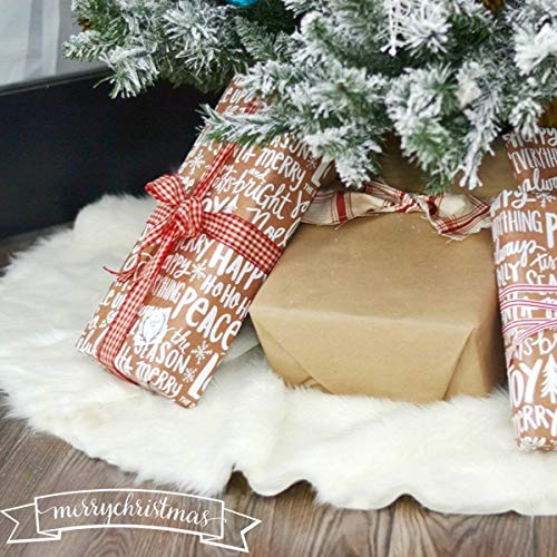 Árbol de Navidad Blanco Falda de Felpa de 122CM Falda de árbol de Navidad de Piel sintética Gruesa Blanca como la Nieve para Decoraciones navideñas (Blanco, 48 Pulgadas)