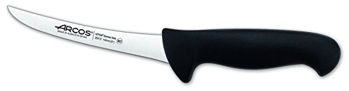 Arcos Serie 2900, Cuchillo Deshuesador Curvo, Hoja de Acero Inoxidable Nitrum de 140 mm, Mango inyectado en Polipropileno Color Negro