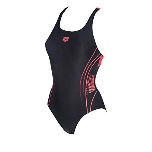 ARENA Bañador 1P Essentialsswim Pro Traje De Baño, Mujer, Black/Fluo Red, 44