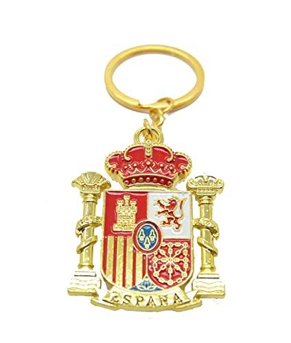 Aries Boutique Llavero de España, Escudos de España, Llavero de doble cara, Toro pintado en Oro. (Sin caja)