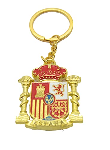 Aries Boutique Llavero de España, Escudos de España, Llavero de doble cara, Toro pintado en Oro. (Sin caja)