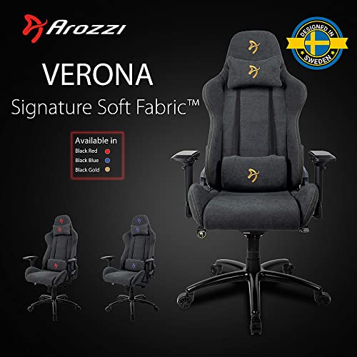 Arozzi Verona Signature Soft Fabric, Tela, Negro y Oro, Grande