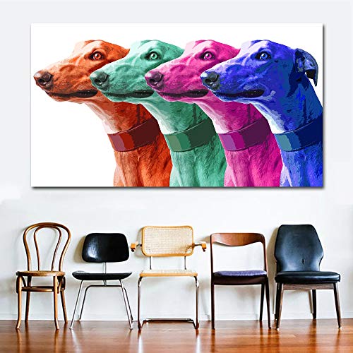 Arte lienzo pintura cartel impresiones galgo animal pintura al óleo moderno colorido Galgo pared arte imagen