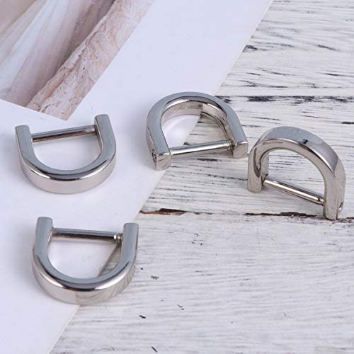Artibetter anillos en D atornillar grillete en forma de u herradura anillo en D diy artesanía de cuero monedero llavero accesorios para correa 4 piezas